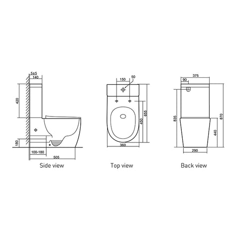 EC Raised Height Back To Wall Tornado Rimless Flush Nano Glazed Toilet Suite with Soft Close Seat - Gloss White (4 Star)