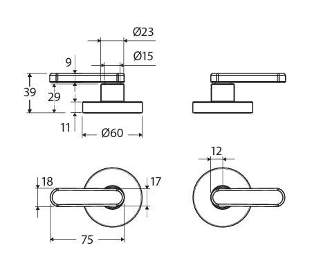 Curved Lever Shower/Bath Wall Top Assembly - Various Colours