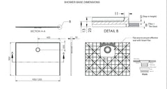 Super Slim /Ultra Low Profile SMC Shower Base with Mesh Waste Cover - Various Sizes
