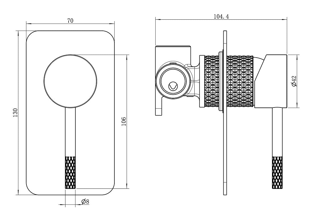 SM41 Cross Hatched Shower / Bath Mixer (Square Backplate) - Various Colours