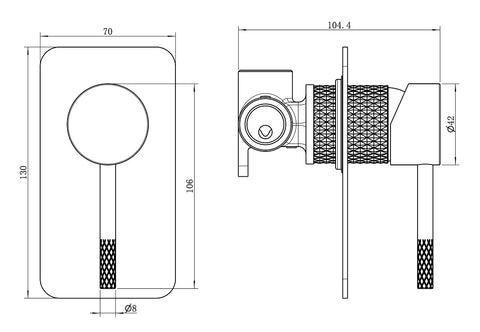 SM41 Cross Hatched Shower / Bath Mixer (Square Backplate) - Various Colours