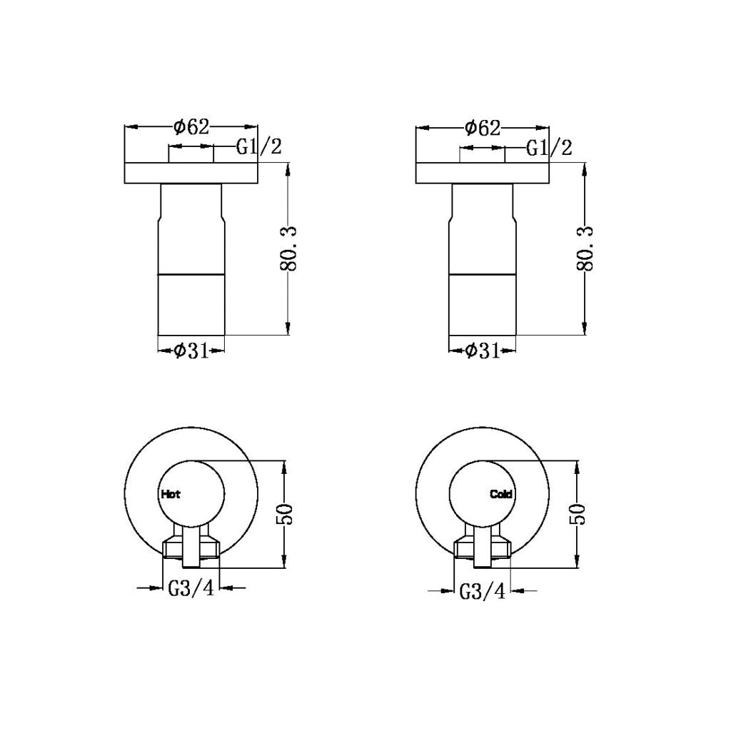 Laundry Washing Machine Tap Set - Various Colours