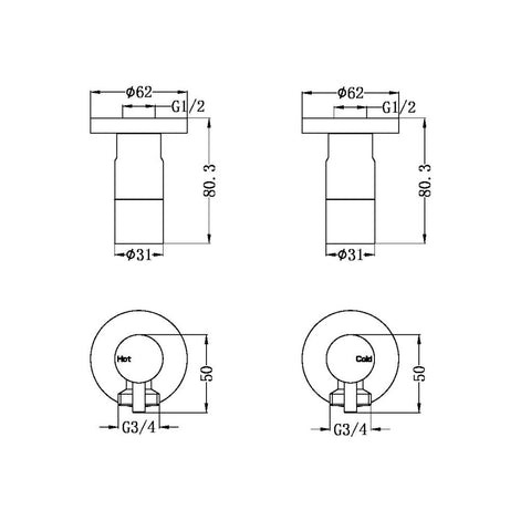 Laundry Washing Machine Tap Set - Various Colours