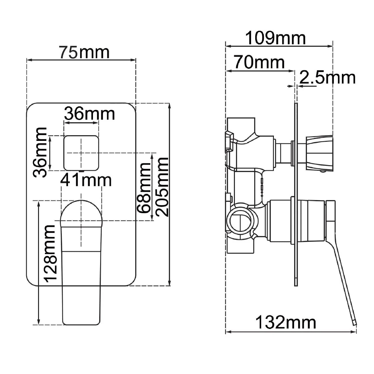 SMD11 Tilt Handle Shower / Bath Mixer with Diverter - Various Colours