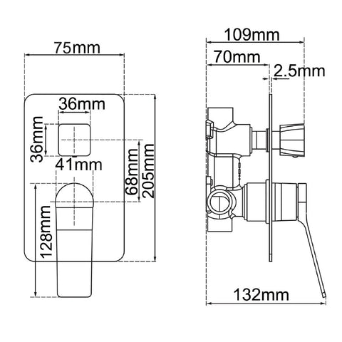 SMD11 Tilt Handle Shower / Bath Mixer with Diverter - Various Colours