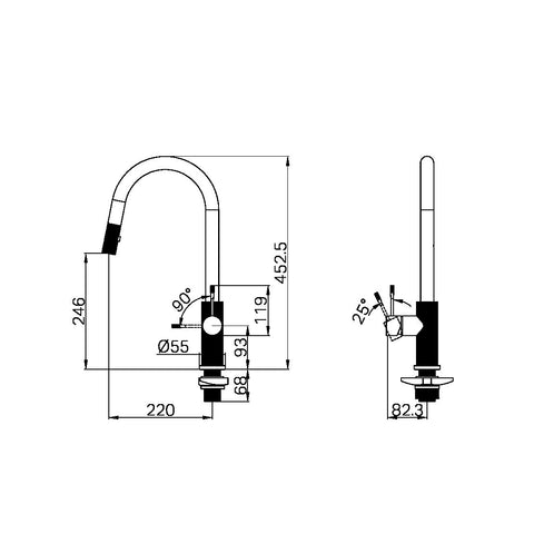 Opal Kitchen / Laundry Sink Mixer with Pullout and Veggie Spray (two settings) - Various Colours