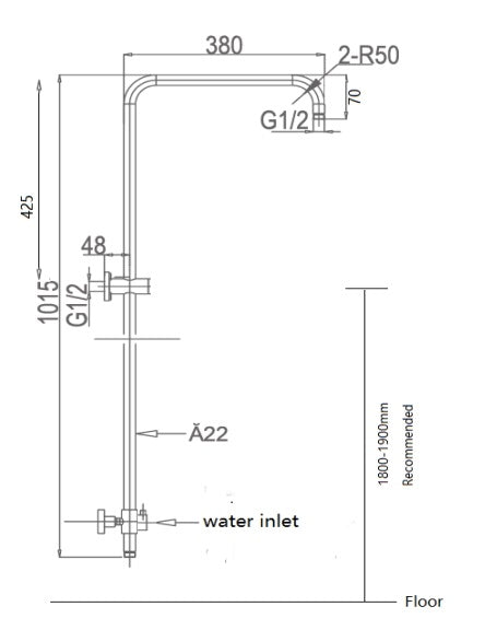 Builder Range Round Twin Shower Rail (Bottom Inlet) - Various Colours