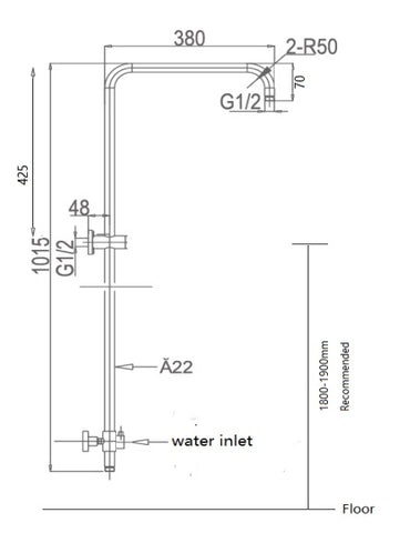 Builder Range Round Twin Shower Rail (Bottom Inlet) - Various Colours