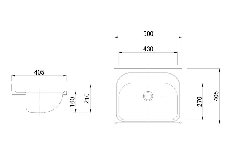 Stainless Steel Wall Hung Basin - 500x405mm