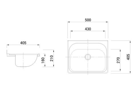 Stainless Steel Wall Hung Basin - 500x405mm