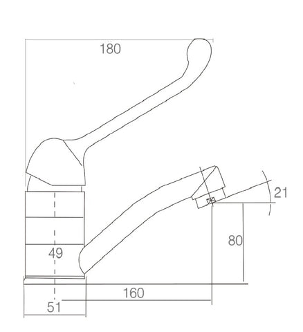 BM40 Mobi Care Bench Mount Basin Mixer - Chrome