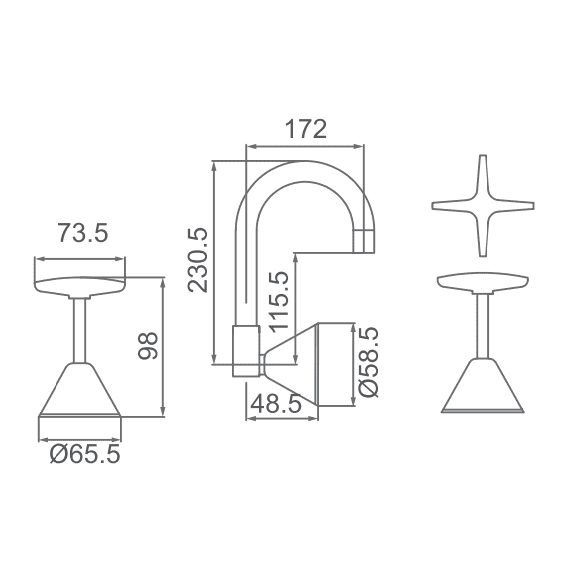 Wall Laundry/Kitchen/Bath Tap Set with Swivel Spout - Chrome