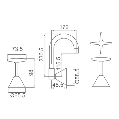 Wall Laundry/Kitchen/Bath Tap Set with Swivel Spout - Chrome