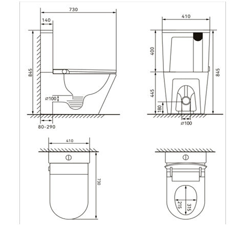 (Coming Soon) Raised Height Back To Wall Tornado Rimless Flush Toilet Suite (Auto Flush) with Smart Remote Bidet Seat - White (4 Star)