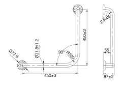 CARE 90 Degree Grab Rail - Various Colours