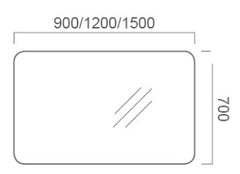 Rectangle Frameless LED Bathroom Mirror Anti-Fog Backlit Touch-on Switch - 900/1200/1500x700mm