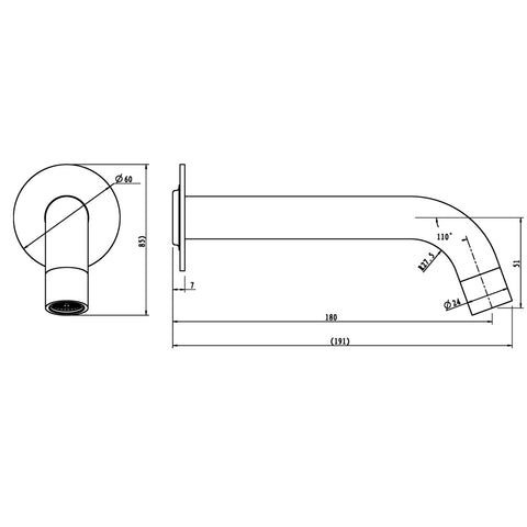 Nero BS39 Bath Wall Fixed Spout (Curved) - Various Colours