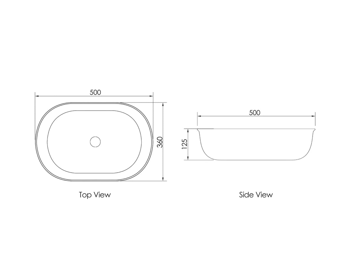 Romav Counter Top Ceramic Basin 500x350mm - Matte White