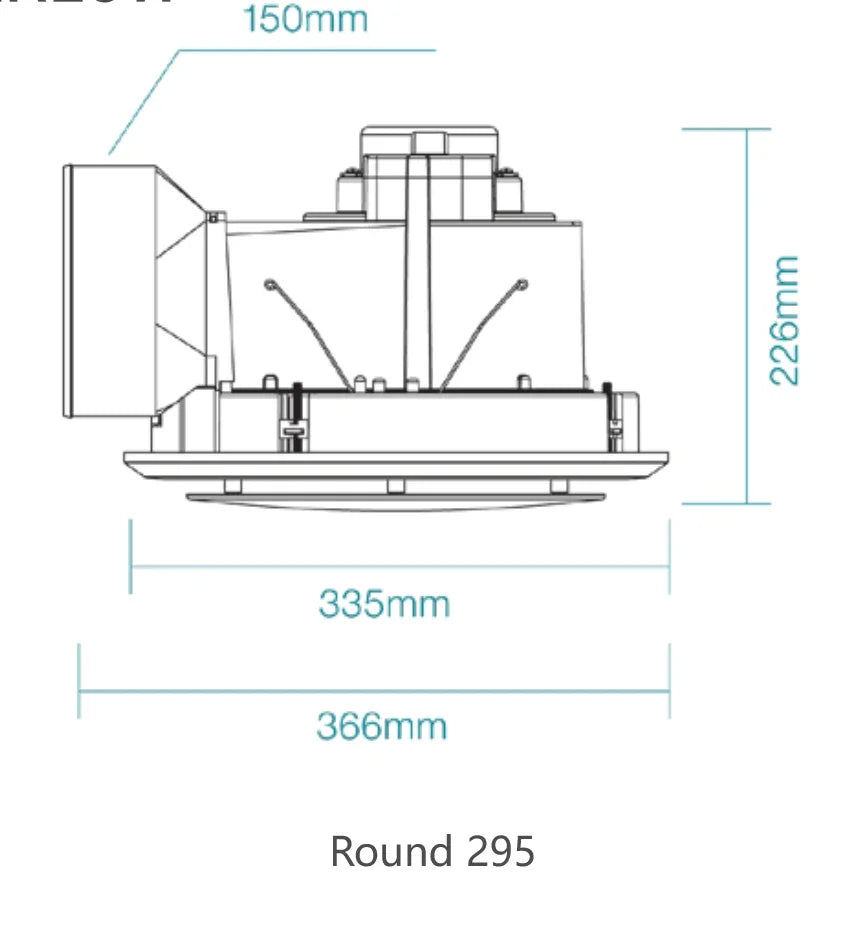 Round Exhaust Fan with 17W Tricolour LED Light - Various Sizes
