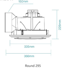 Round Exhaust Fan with 17W Tricolour LED Light - Various Sizes