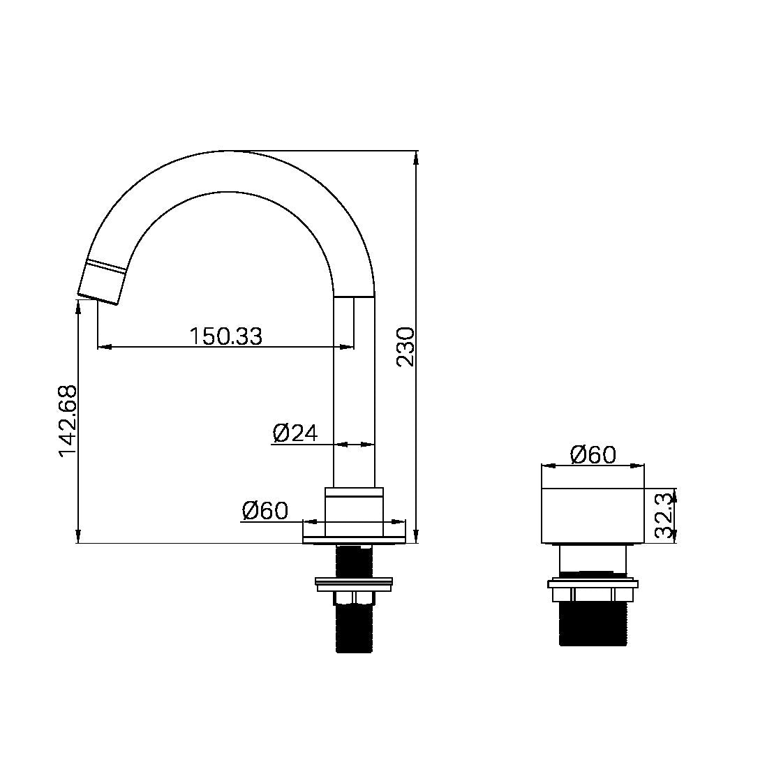 Nero Tapware BM43 Kara Hob Mounted Basin Tap Set - Various Colours