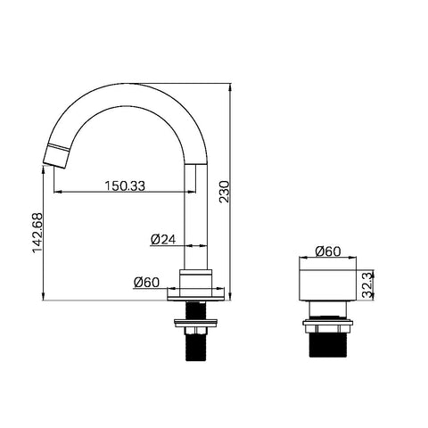 Nero Tapware BM43 Kara Hob Mounted Basin Tap Set - Various Colours
