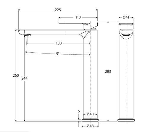 Cold Start Curved Handle Tall Basin Mixer - Various Colours
