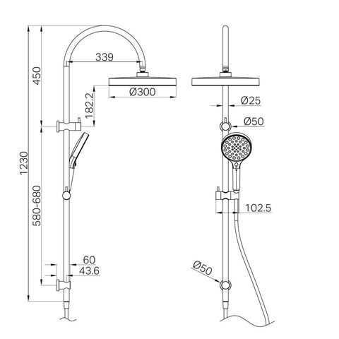 Nero Serenity Dual Shower Rail - Various Colours