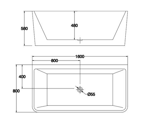 Vivo Back to Wall Freestanding Bath 1600x800mm - Gloss White