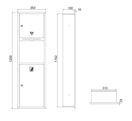 Paper Towel Dispenser with Waste Bin - Stainless Steel