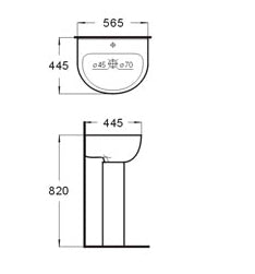 Base Ceramic Pedestal / Freestanding Basin 560x420mm - Gloss White