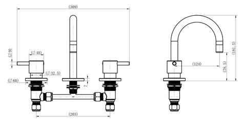 Quarter Turn Basin Tap Set - Chrome