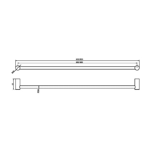 Zen Single Towel Rail 600mm / 800mm - Various Colours