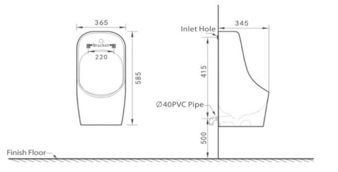 Imperial Wall Hung Urinal with Sensor Flush Plate- Gloss White