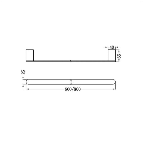 Bianca Single Towel Rail 600mm / 800mm - Various Colours