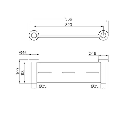 Dolce II Stainless Steel Shower Shelf (366mm Wide) - Various Colours