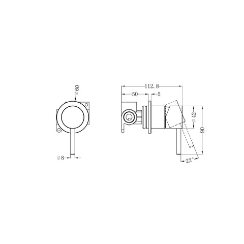 SM46 Zen Round Shower/Bath Mixer (60mm backplate)- Various Colours