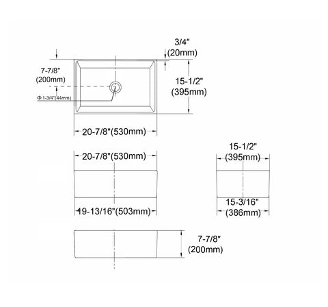 Project BUTLERS Single Bowl Ceramic Laundry Sink 530x395x200mm