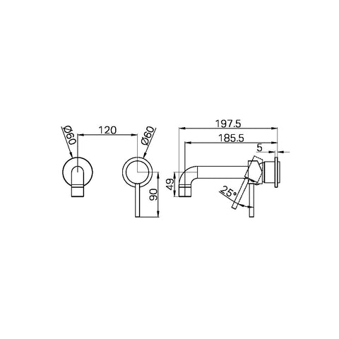 Nero WBM07 Rimini Round Wall Basin/Bath Mixer Set with Spout - Various Colours
