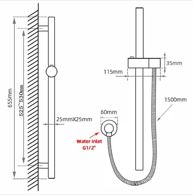 Hand Shower Rail with Single Function - Brushed Nickel (Stock Clearance)