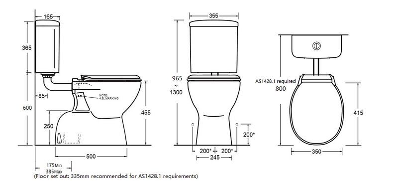 Builder Range Accessible Disabled Link Toilet Suite with Blue Seat - White (4 Star)