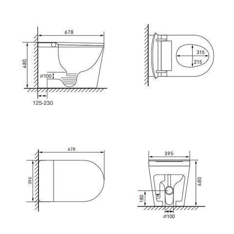 Luna inbuilt Cistern Tornado Rimless Flush Toilet Suite with Smart Remote Bidet Seat - White (4 Star)