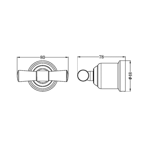 York Twin Robe Hook - Various Colours