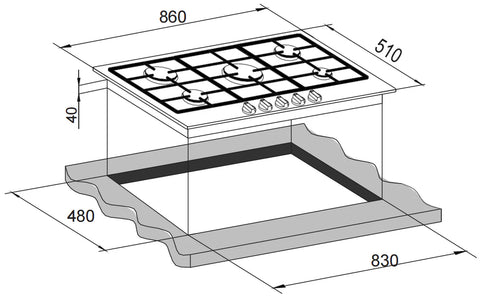 Carysil Built-In Stainless Steel Cooktop 90cm - Various Colours
