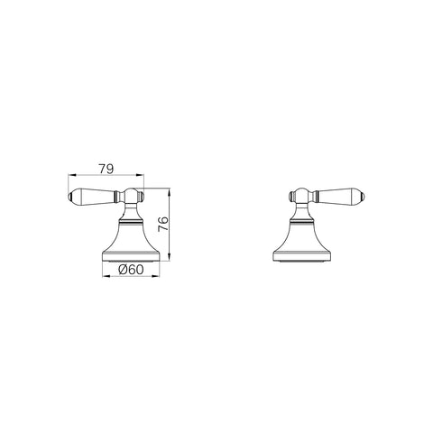Hampton Handle Shower Wall Top Assembly (Quarter Turn) - Various Colours
