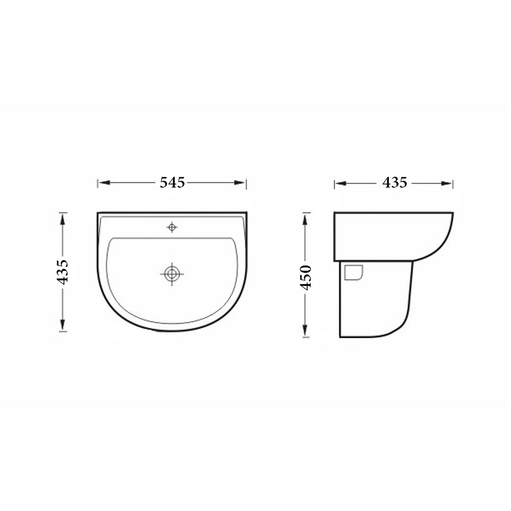 Access Wall Hung Ceramic Basin AS1428.1 Compliant 545x435mm - Gloss White