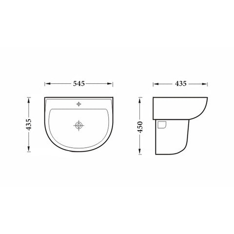Access Wall Hung Ceramic Basin AS1428.1 Compliant 545x435mm - Gloss White