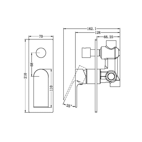 Bianca Shower / Bath Mixer with Diverter (Rectangle Backplate) - Various Colours