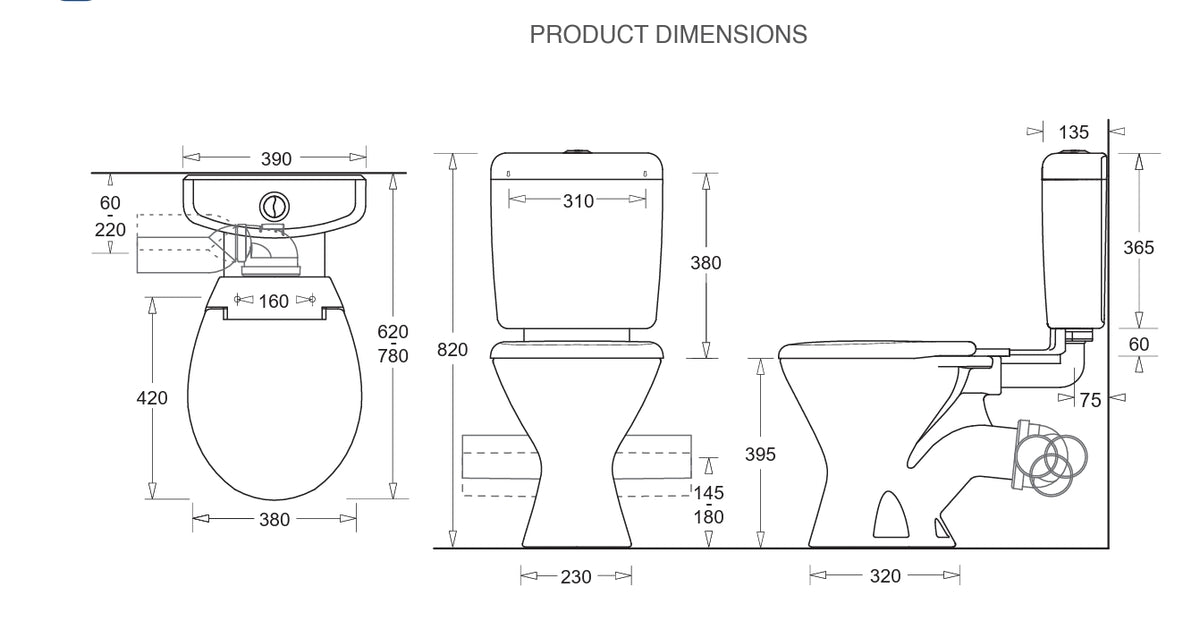 Link Toilet Suite Skew Pan Connection Toilet Suite with Soft Close Seat - White (4 Star)