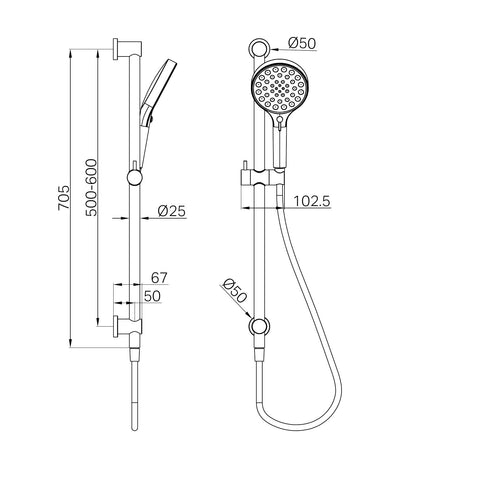 Nero Serenity Rail Shower - Various Colours